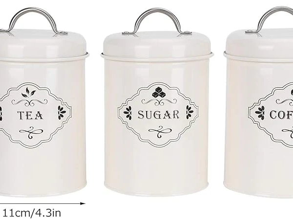 Tea Sugar Coffee Metal Jar
